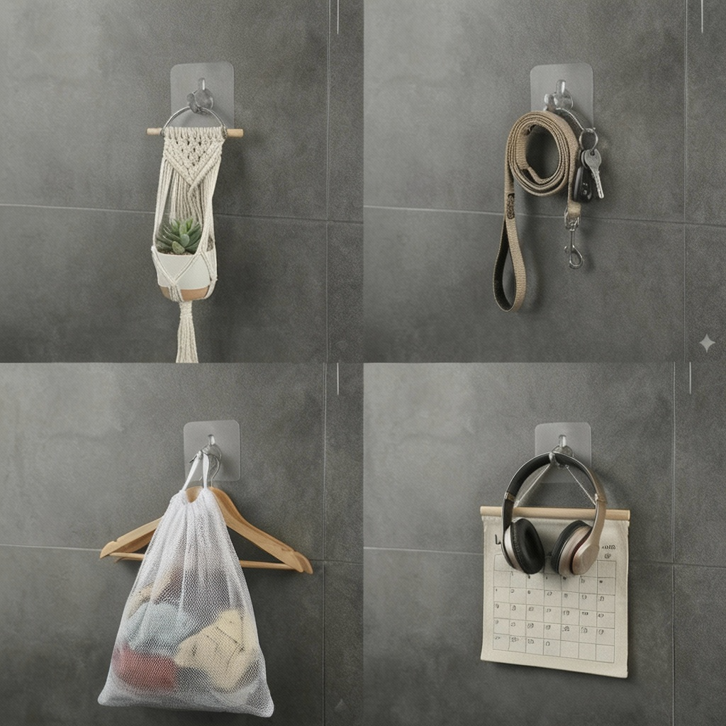 Transparent Adhesive Wall Hooks, Heavy Duty Waterproof & Rustproof Utility Hooks, No-Nail Self Adhesive Hangers for Loofah, Coats, and Kitchen Utensils, Renter Friendly & Dorm Essential (Pack of 10/20/30)