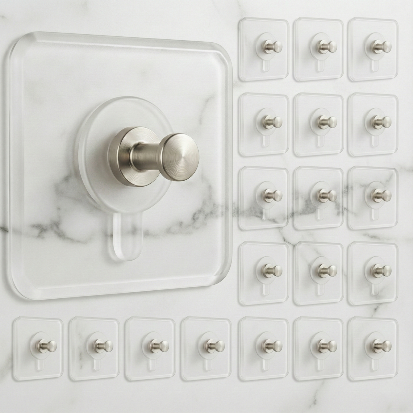 Transparent Adhesive Wall Hooks, Heavy Duty Waterproof & Rustproof Utility Hooks, No-Nail Self Adhesive Hangers for Loofah, Coats, and Kitchen Utensils, Renter Friendly & Dorm Essential (Pack of 10/20/30)