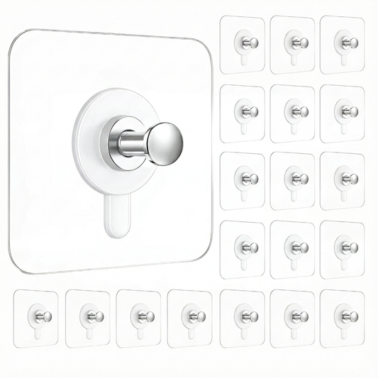 Transparent Adhesive Wall Hooks, Heavy Duty Waterproof & Rustproof Utility Hooks, No-Nail Self Adhesive Hangers for Loofah, Coats, and Kitchen Utensils, Renter Friendly & Dorm Essential (Pack of 10/20/30)