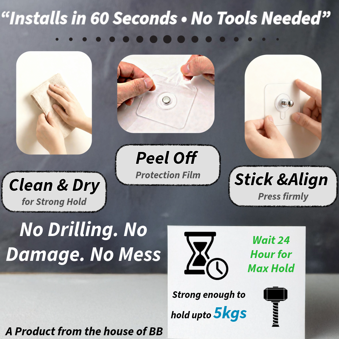 Transparent Adhesive Wall Hooks, Heavy Duty Waterproof & Rustproof Utility Hooks, No-Nail Self Adhesive Hangers for Loofah, Coats, and Kitchen Utensils, Renter Friendly & Dorm Essential (Pack of 10/20/30)